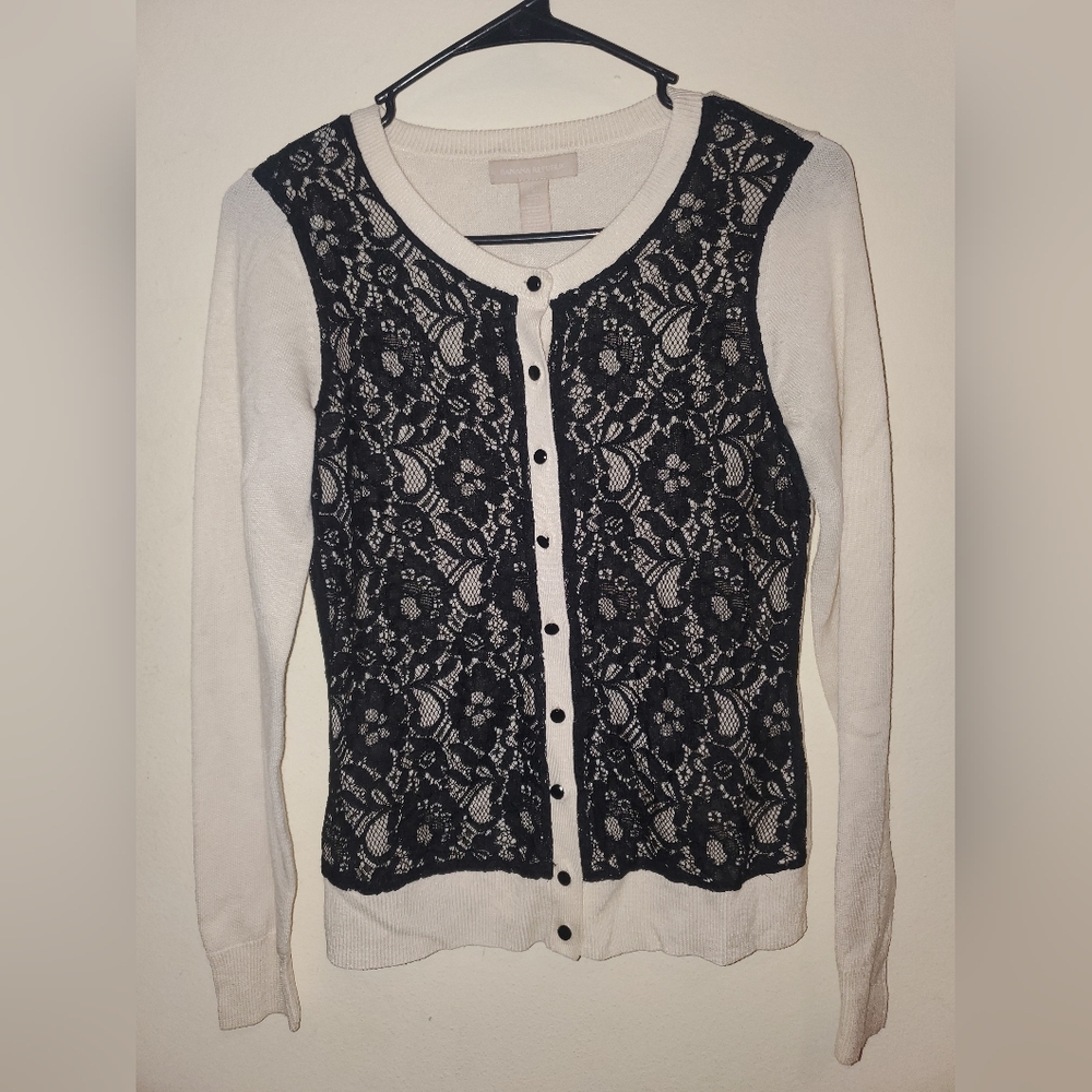 Banana Republic Black Lace Overlay Cardigan